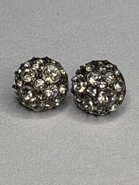 Vintage Patricia Locke Pave Domed Rhinestone Stud Earrings